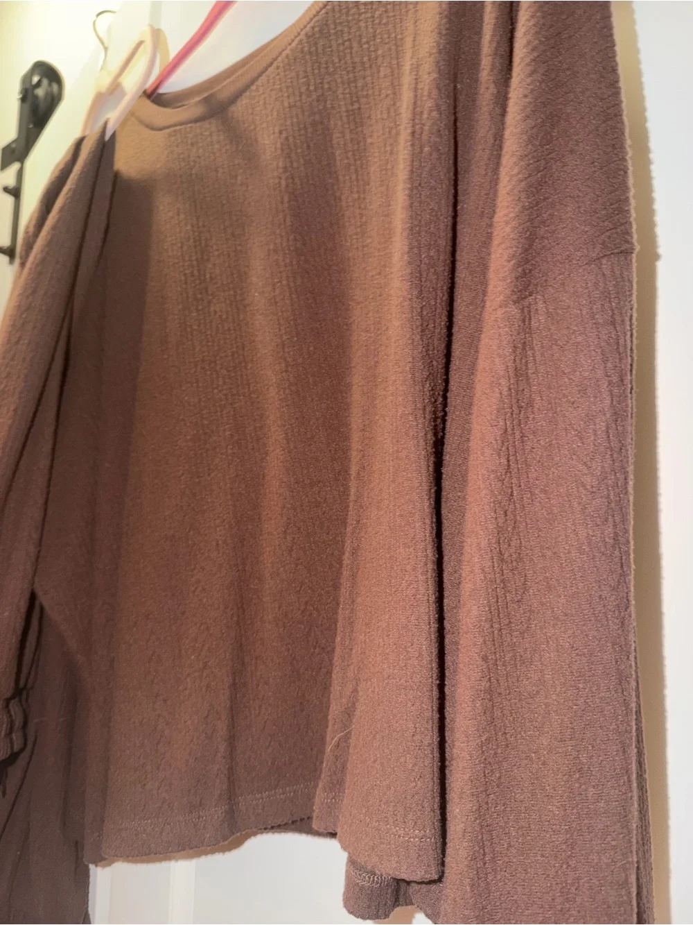 Adyson Parker Brown Ribbed Lounge Top & wide leg pant Set